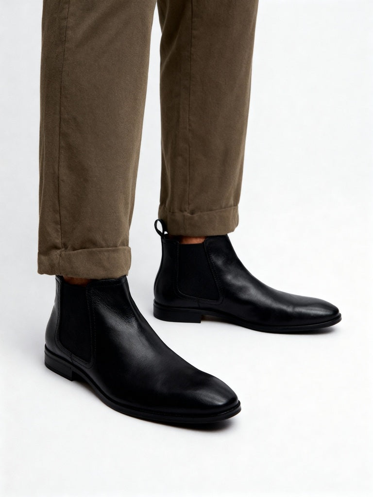 SOLEPLAY Black Solid Chelsea Boots