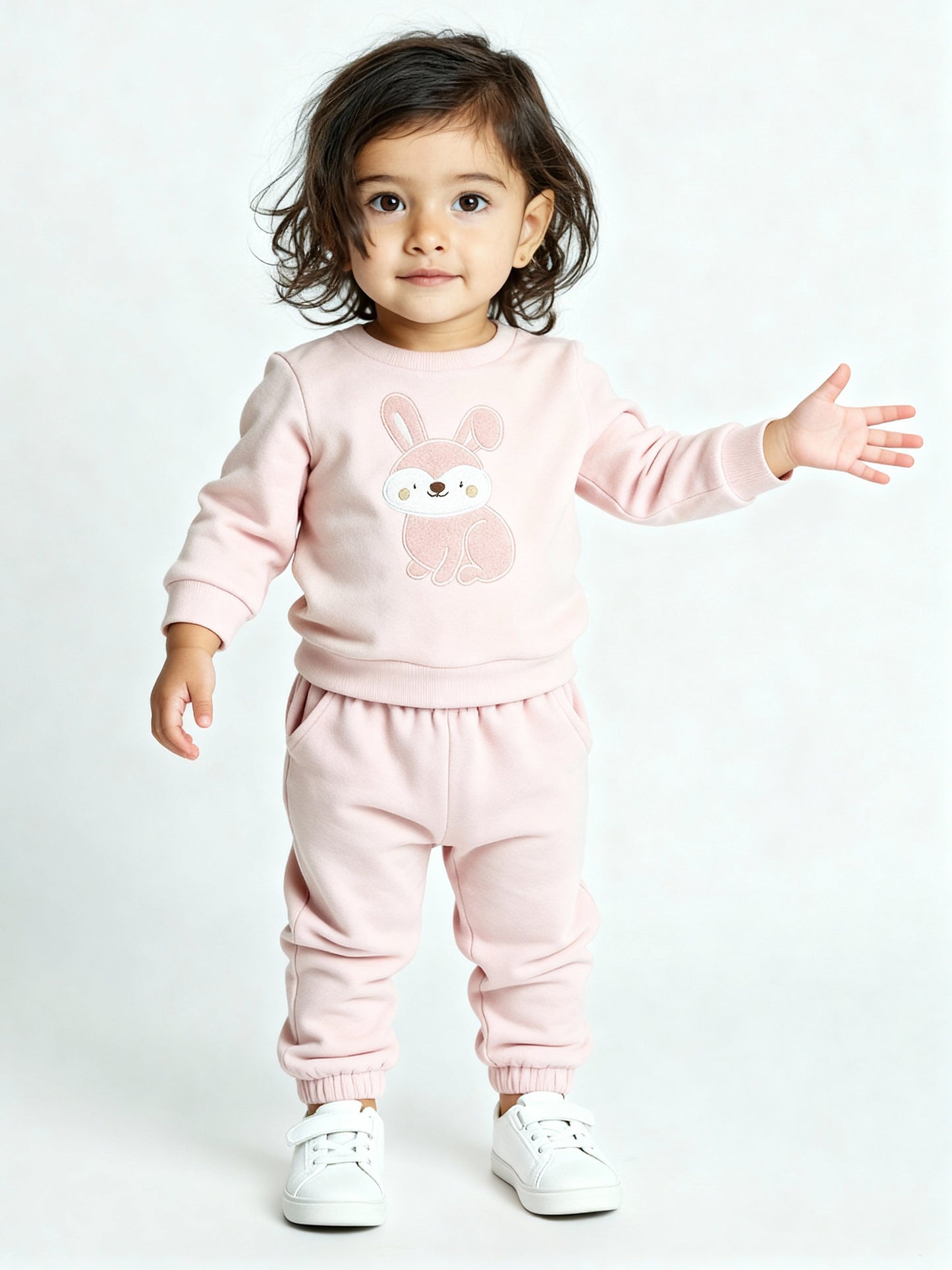 HOP Baby Pink Animal Embroidered Top and Pants Set