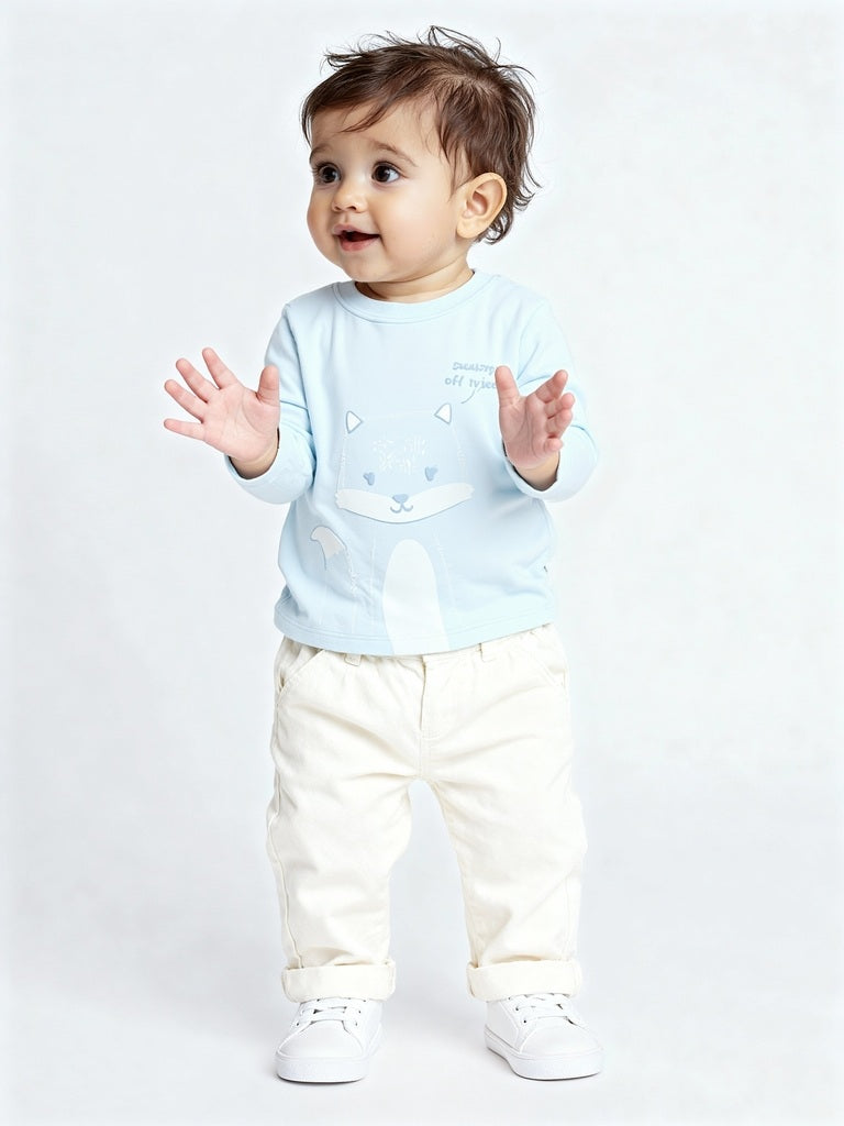 HOP Baby Boys Blue Printed Cotton T-Shirts - Pack of 3