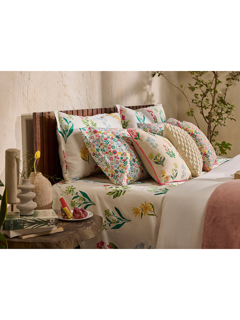 Westside Home Multicolour Floral Embroidered Cushion Cover