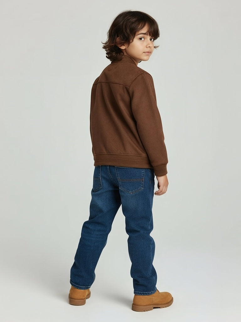 HOP Kids Boys Brown Suede Jacket