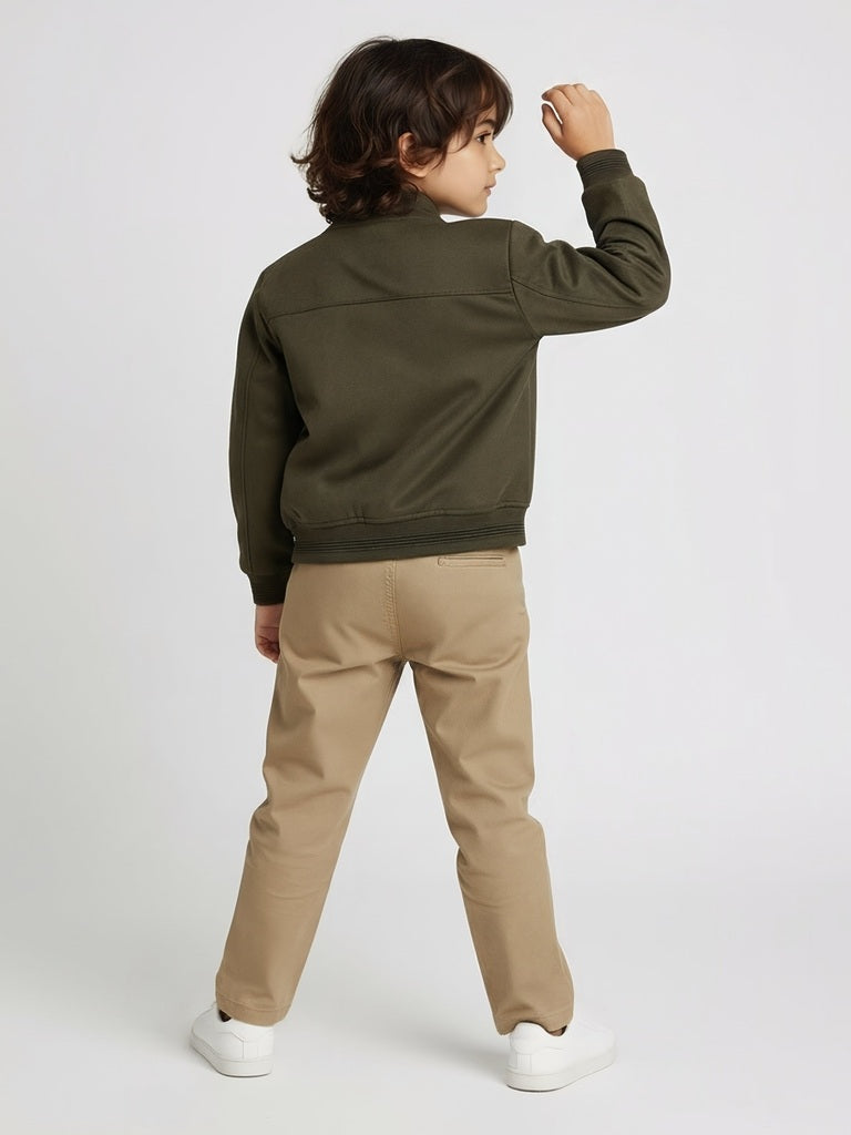 HOP Kids Boys Olive Suede Jacket