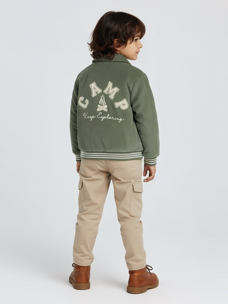 HOP Kids Boys Sage Typographic Corduroy Cotton Jacket