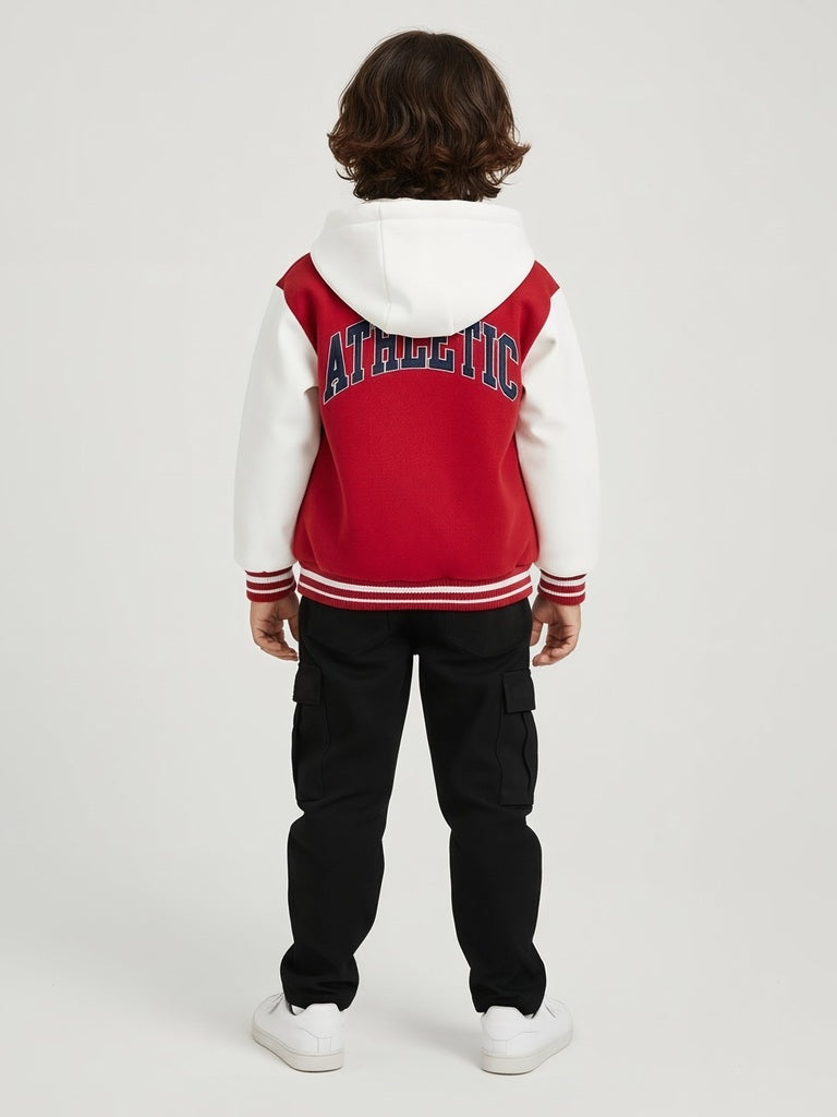 HOP Kids Boys Red Text-Detail Jacket with a Hood
