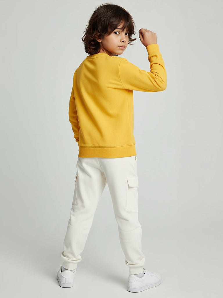 HOP Kids Boys Off-White Mid-Rise Cotton-Blend Joggers