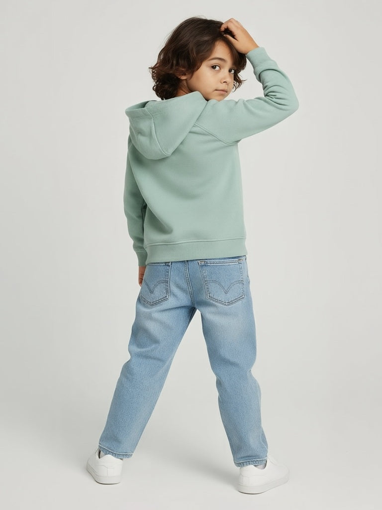 HOP Kids Boys Sage Typographic Cotton-Blend Hoodie