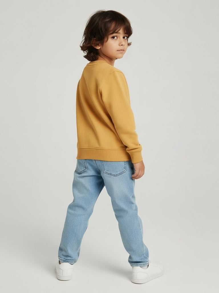 HOP Kids Boys Yellow Typographic Cotton-Blend Sweatshirt