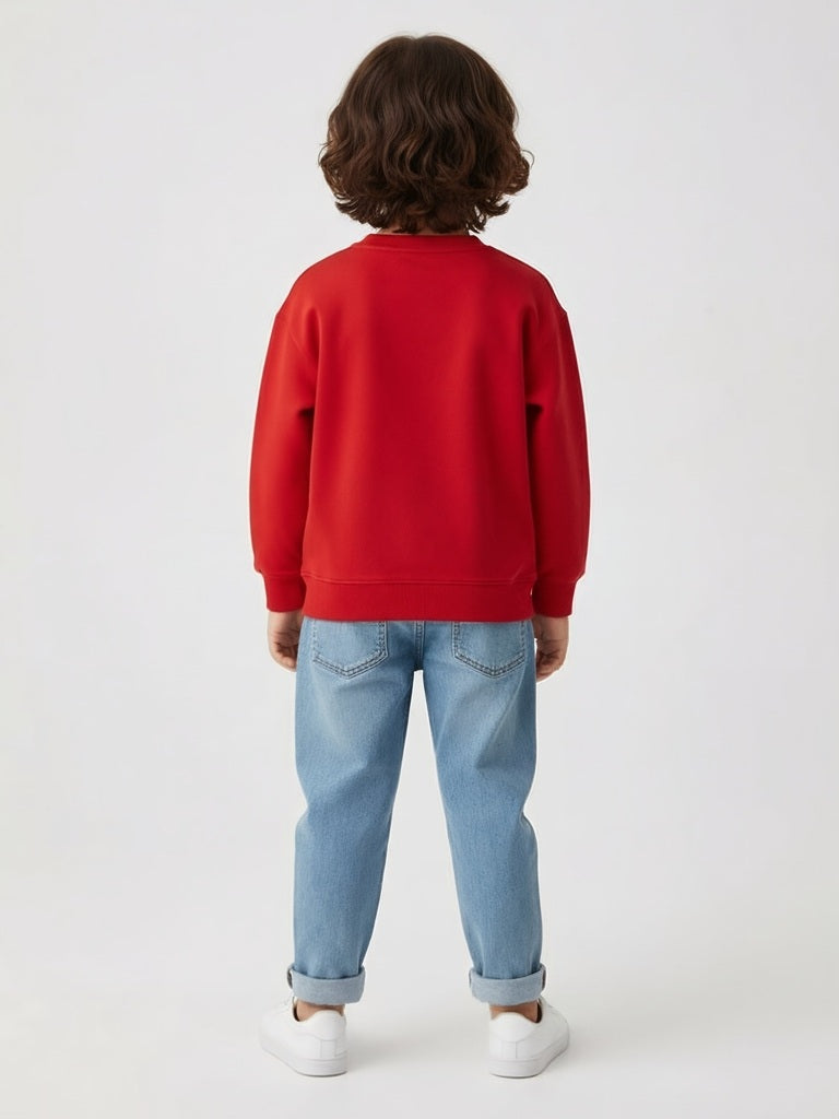 HOP Kids Boys Red Truck Printed Cotton-Blend Sweatshirt