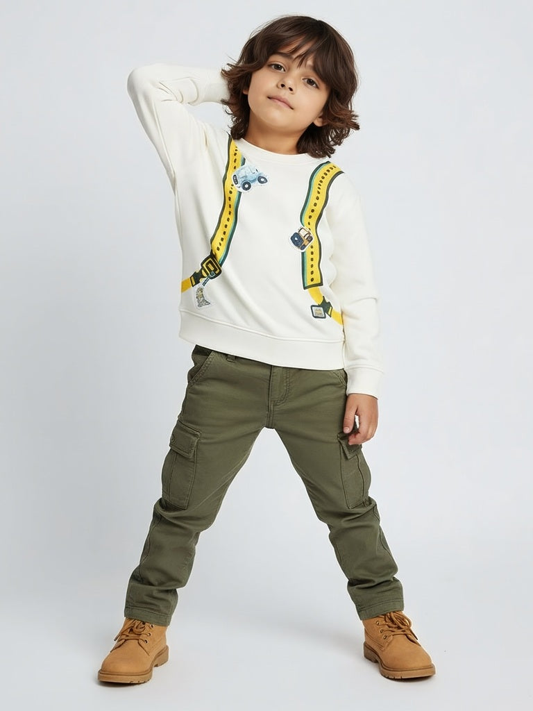 HOP Kids Boys Off-White Printed Cotton-Blend Sweatshirt