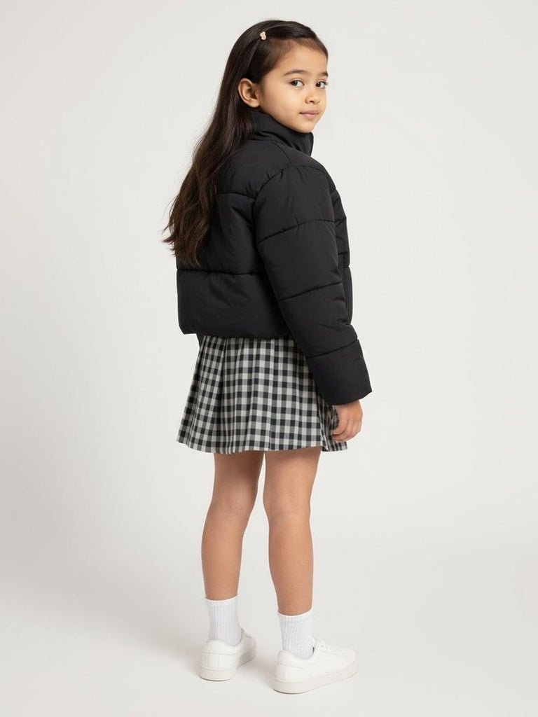 HOP Kids Girls Navy Checkered High-Rise Skirt