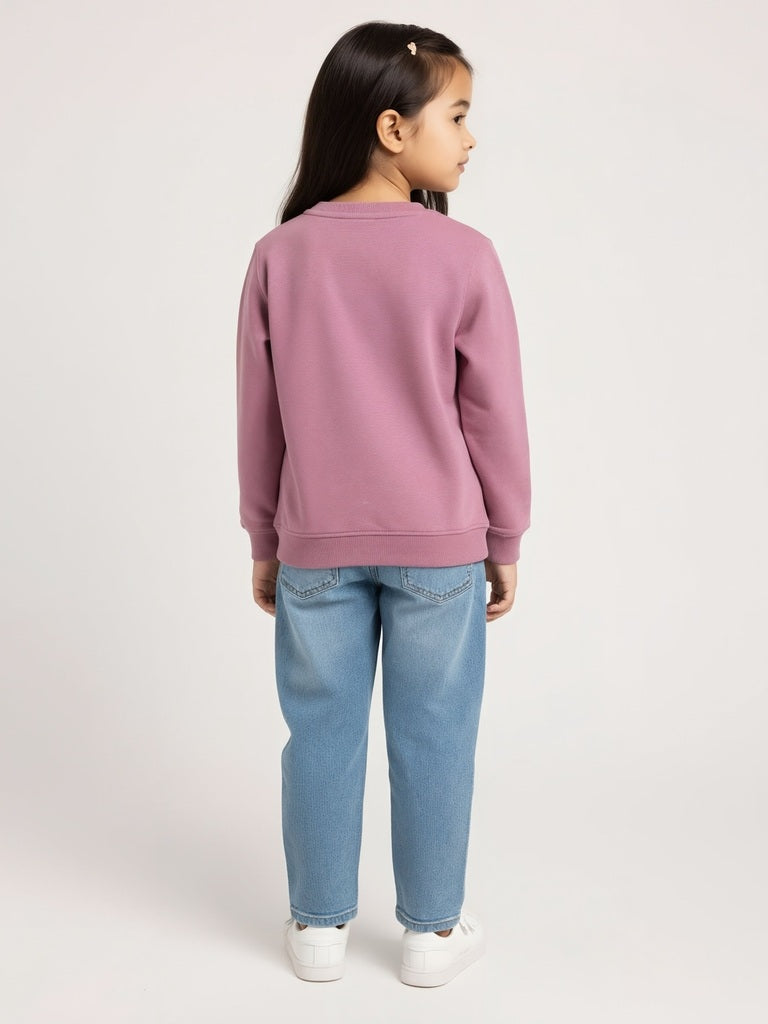 HOP Kids Girls Dusty Pink Animal Printed Cotton-Blend Sweatshirt