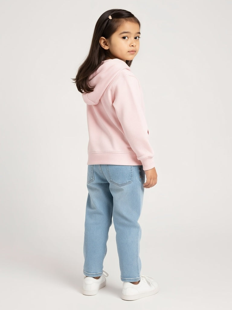HOP Kids Girls Pink Animal Design Cotton-Blend Hoodie