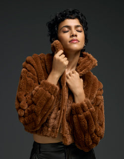 Buy Nuon Pink Shimmer-Detailed Faux-Fur Jacket from Westside