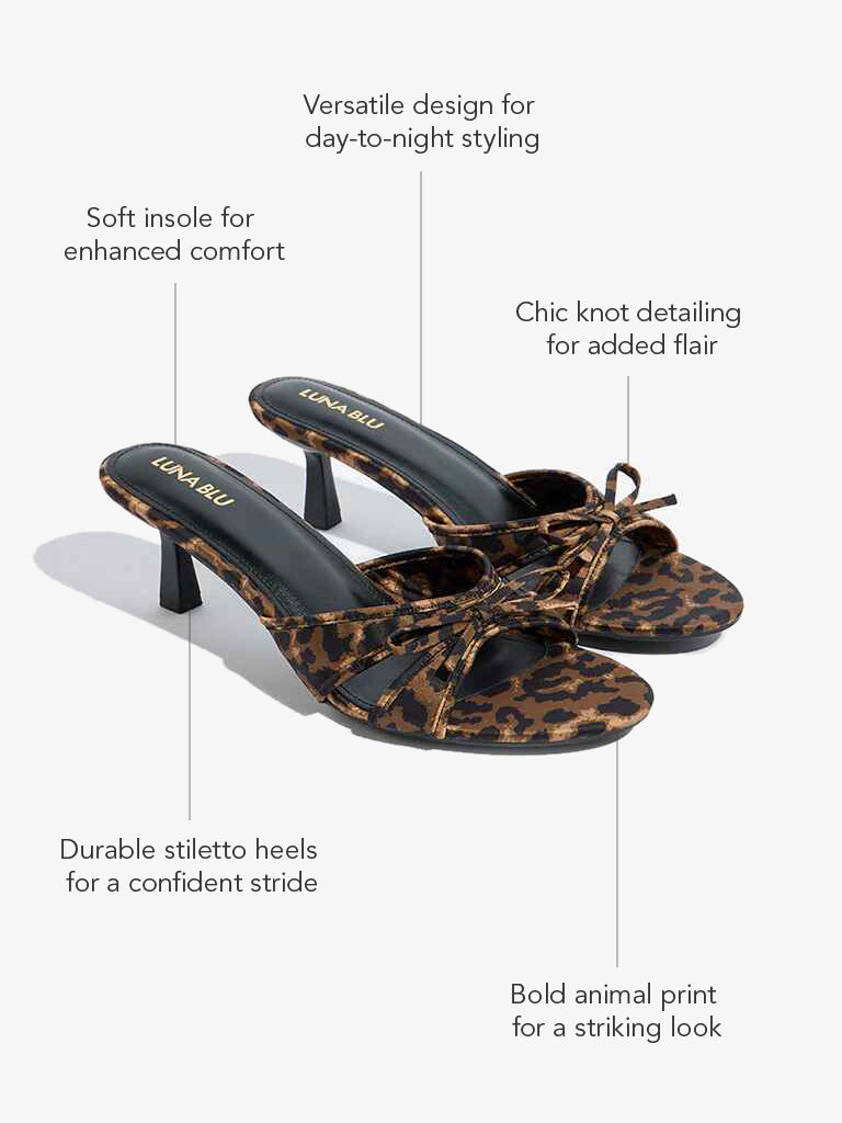 LUNA BLU Brown Animal Print Heel Sandals