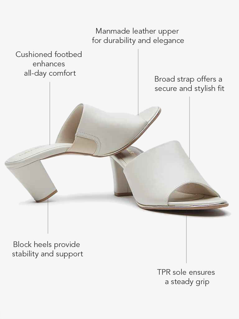 LUNA BLU Ivory Block-Heel Sandals
