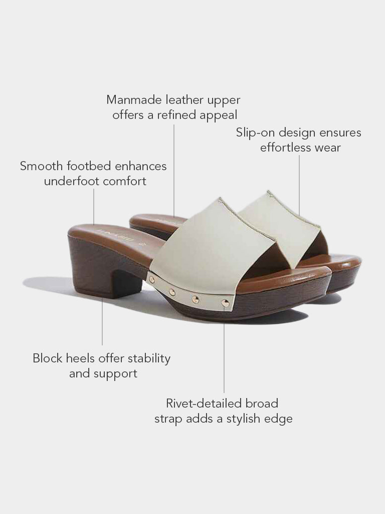 LUNA BLU Ivory Slip-On Heel Sandals