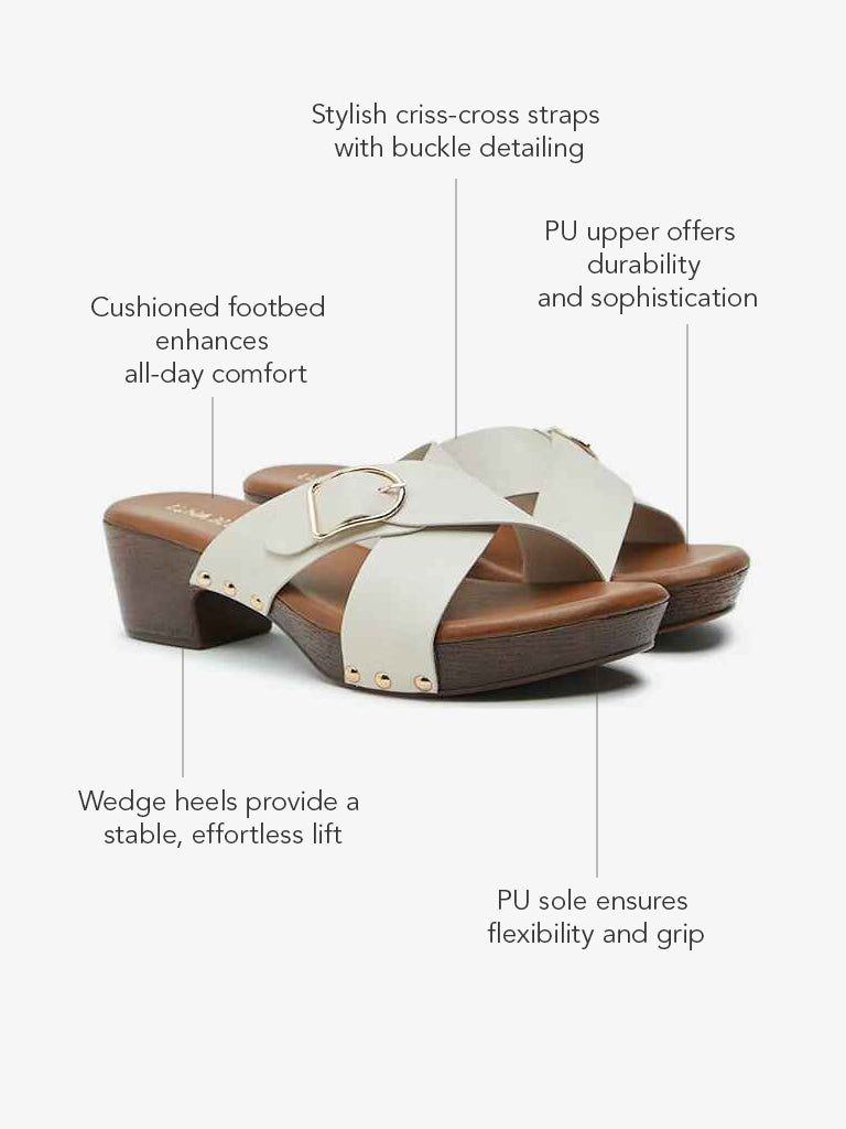 LUNA BLU Ivory Wedge-Heel Sandals