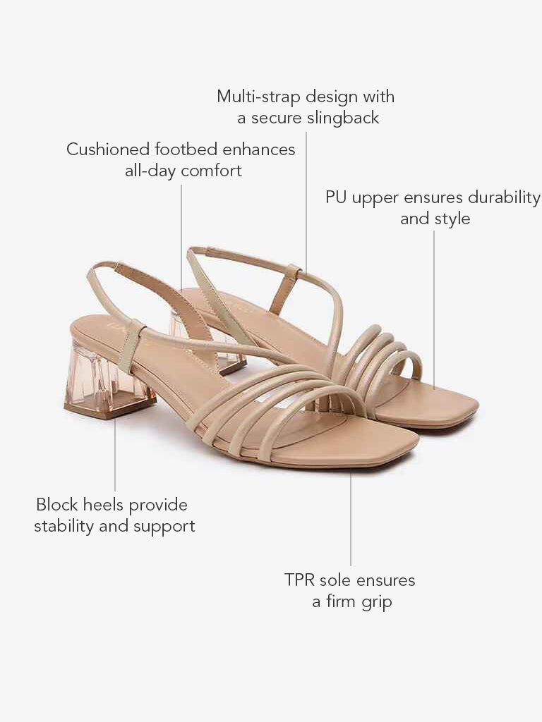 LUNA BLU Rose Gold Multi-Strap Heel Sandals