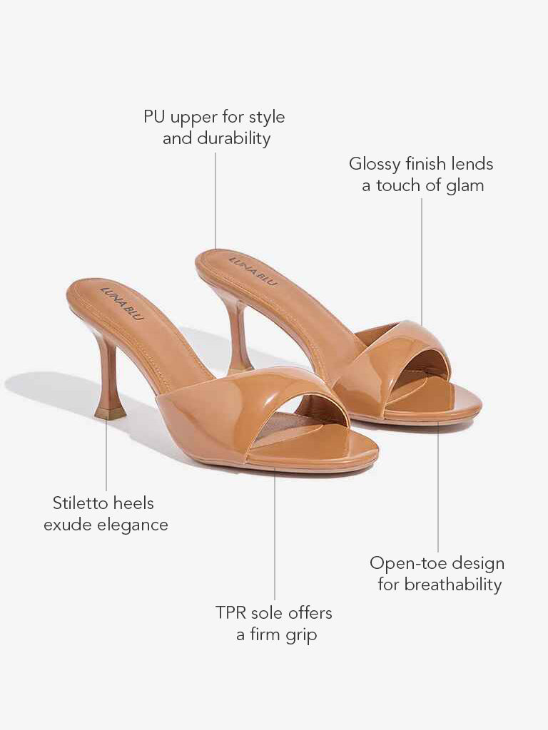 Westside LUNA BLU Women's  Tan Heel Sandals for Casual Wear Front View