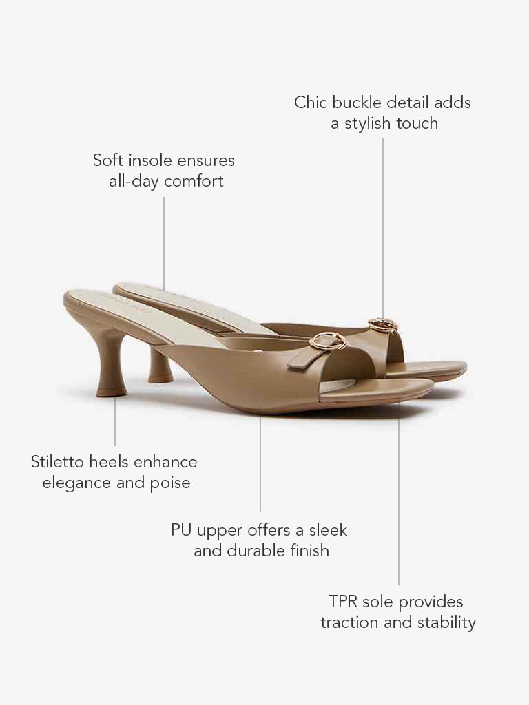 LUNA BLU Taupe Buckle-Detailed Heel Sandals