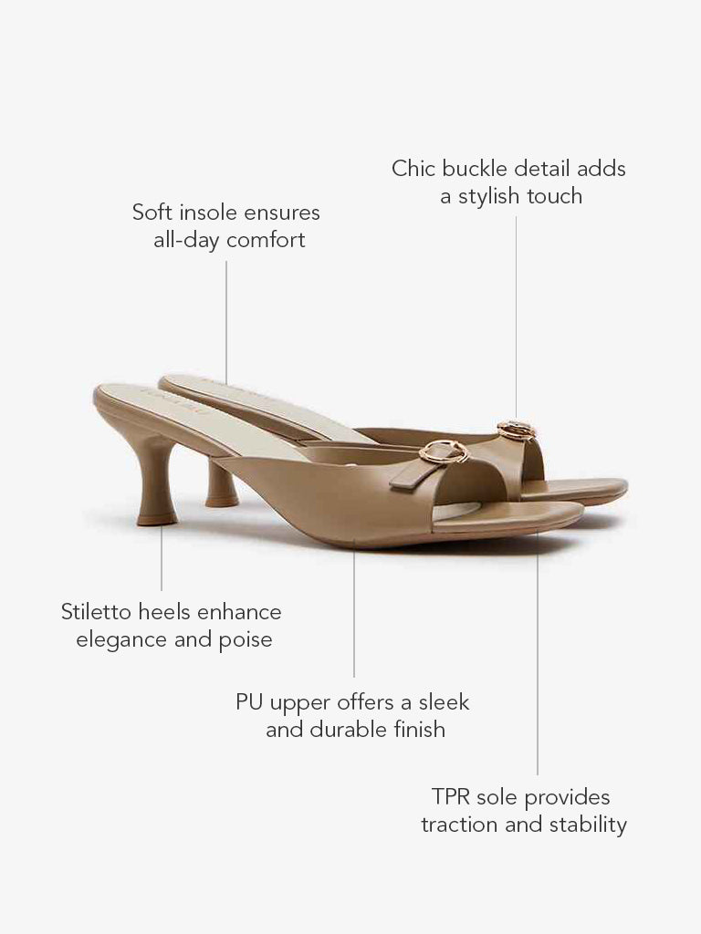 LUNA BLU Taupe Buckle-Detailed Heel Sandals