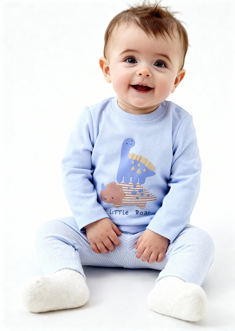 HOP Baby Lavender Animal Design Cotton T-Shirt with Pants Set