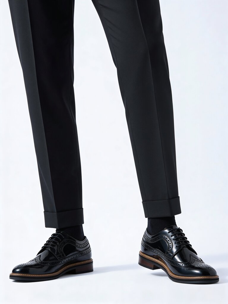 SOLEPLAY Black Perforated Brogues Leather Shoes