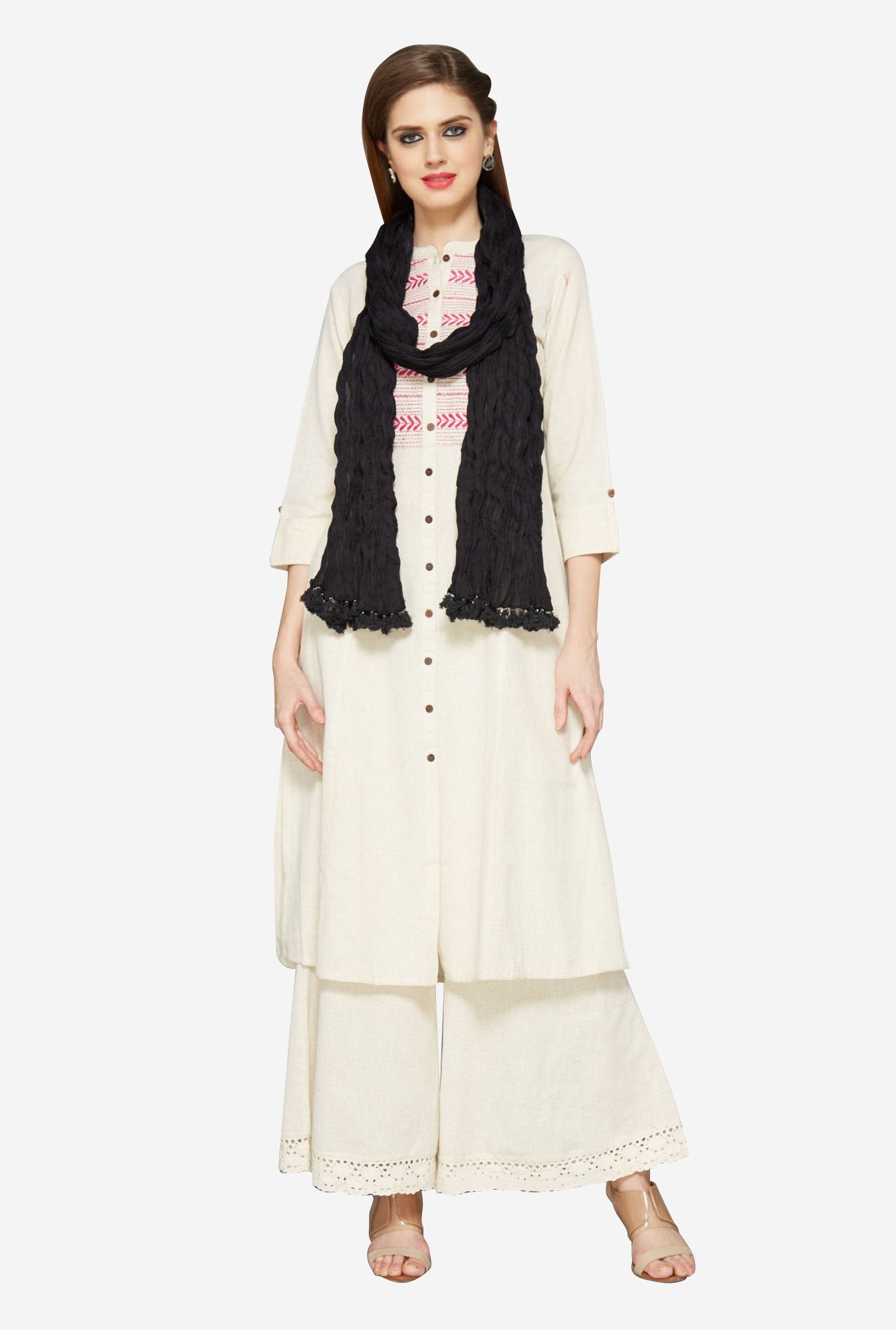 Utsa Black Crushed Dupatta for women - Westside