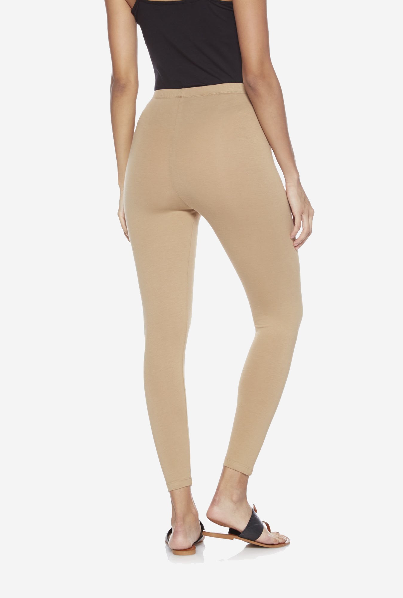 Utsa Beige Cropped Leggings for women back view - Westside