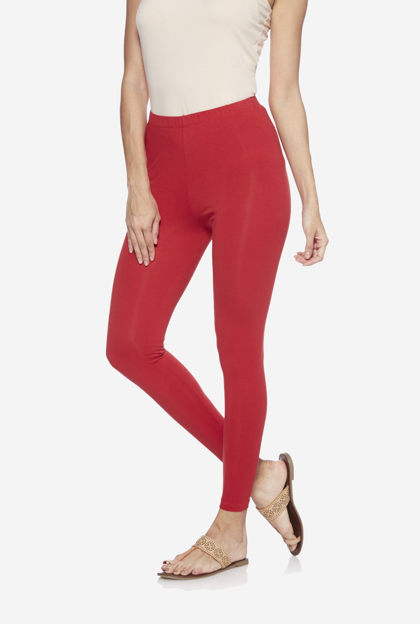 Utsa Red Cropped Leggings