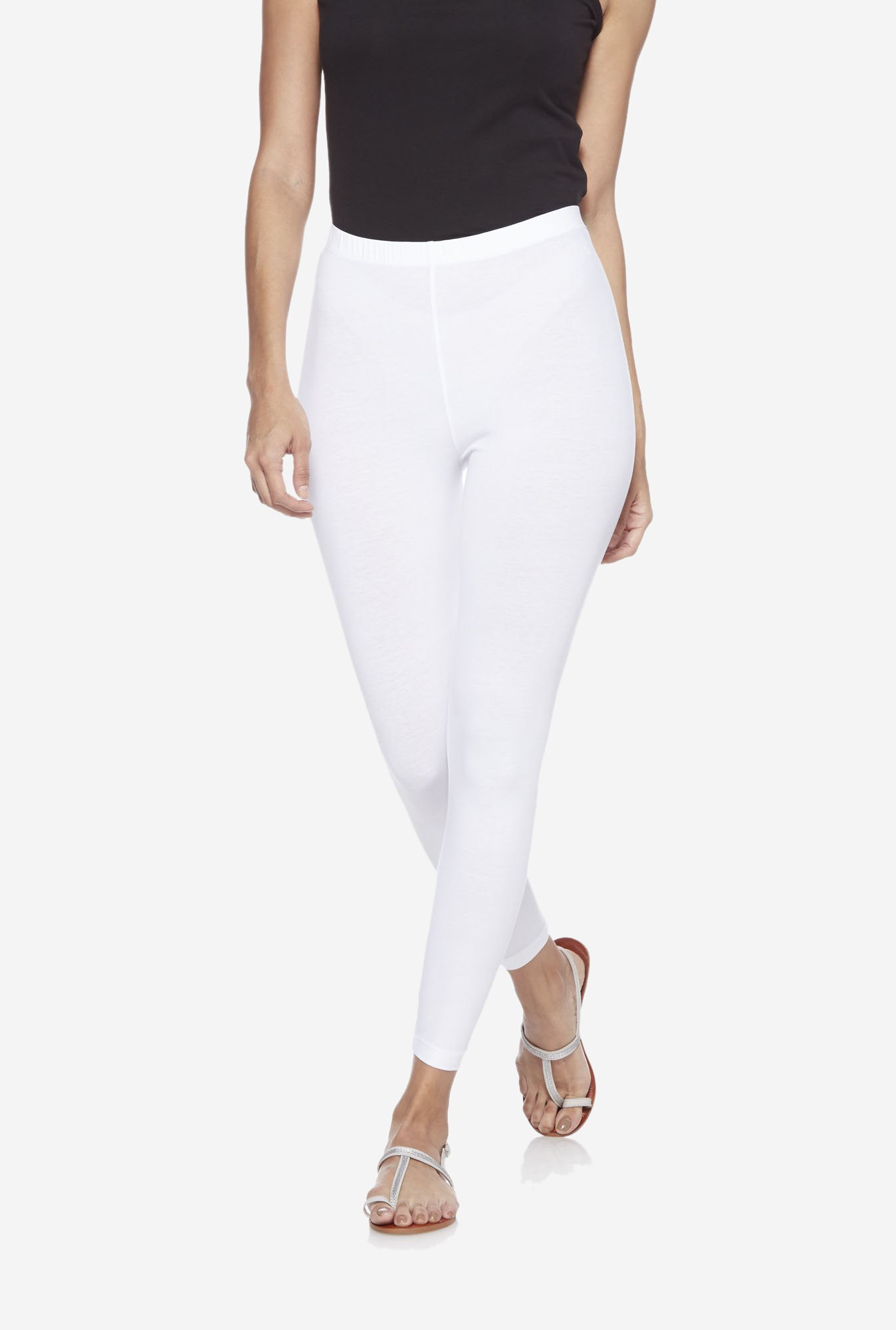 Utsa White Cropped Leggings