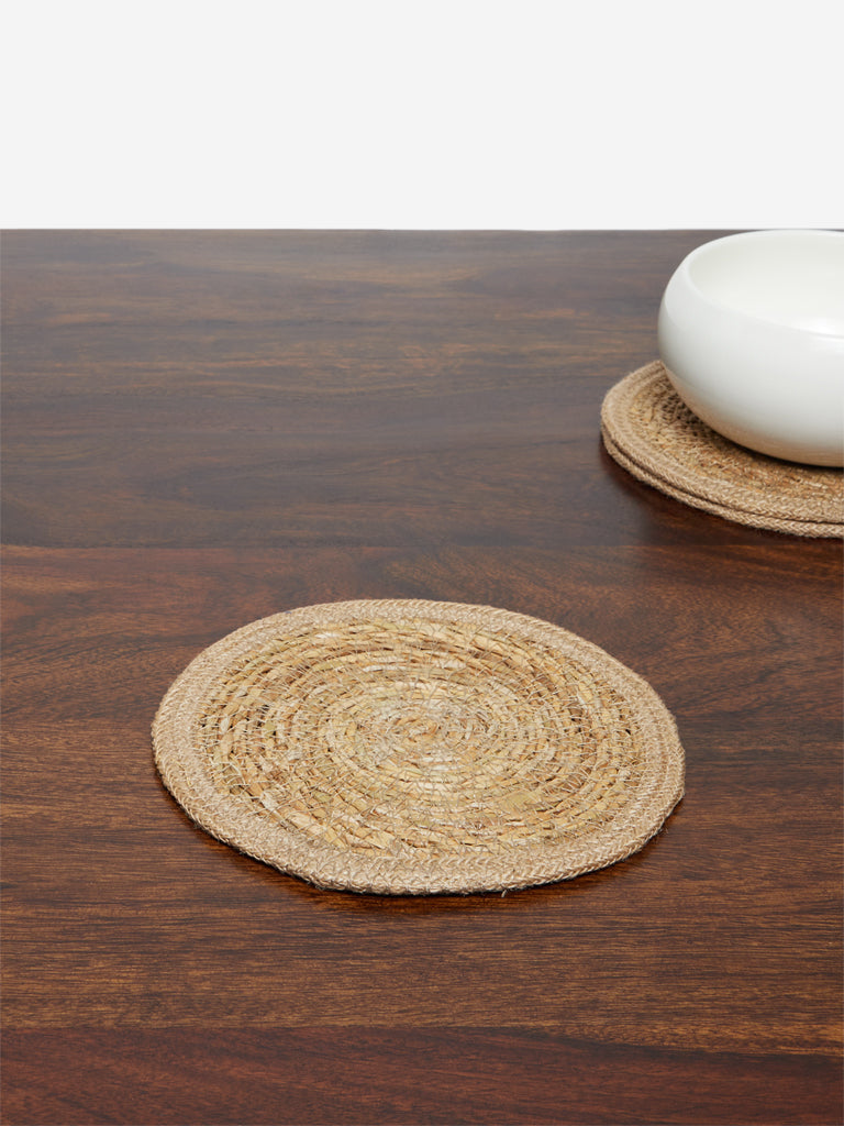 Westside Home Light-Brown Woven Round Trivets Set of Three
