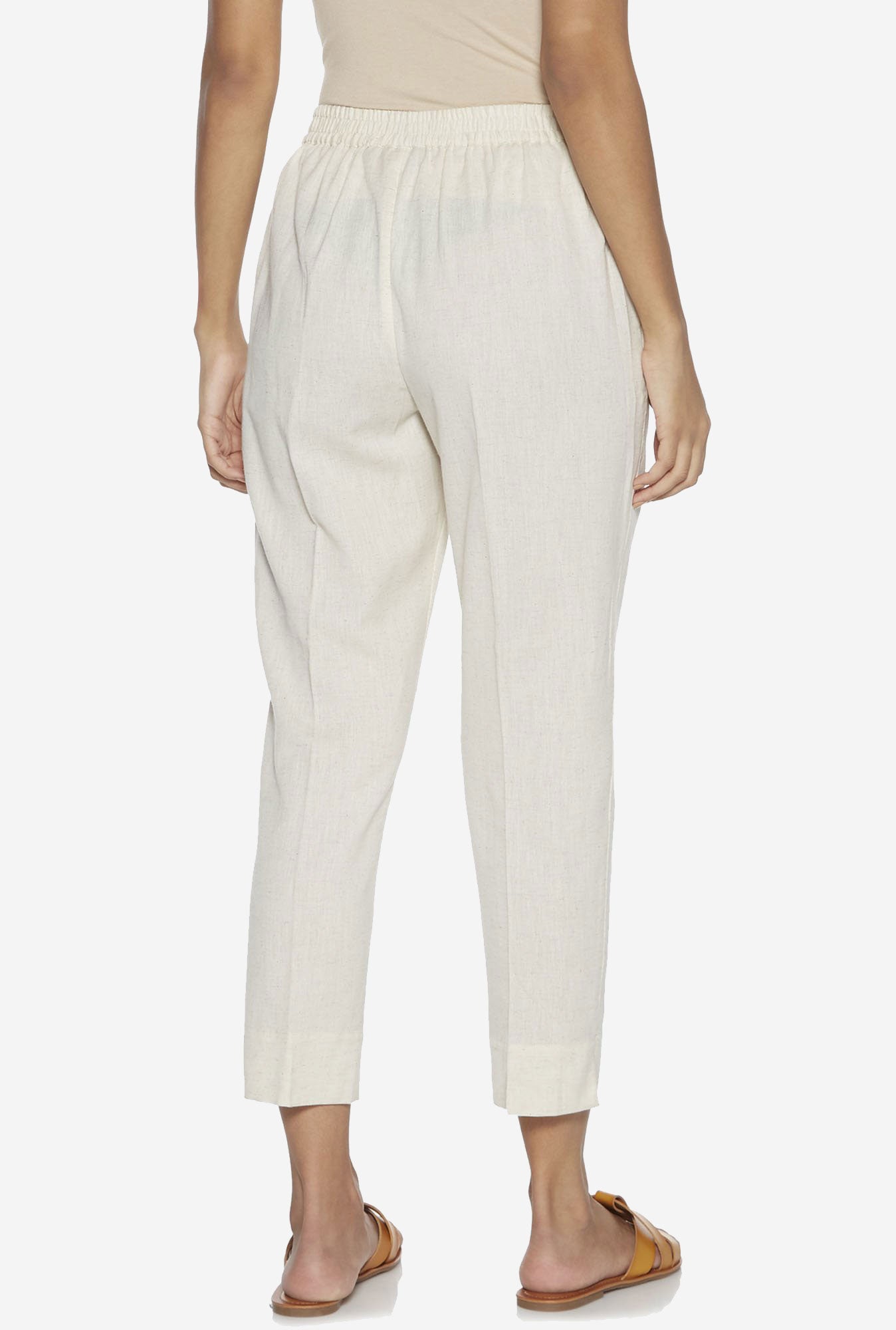 Utsa Off-White Slim Fit Cotton Ethnic Pants