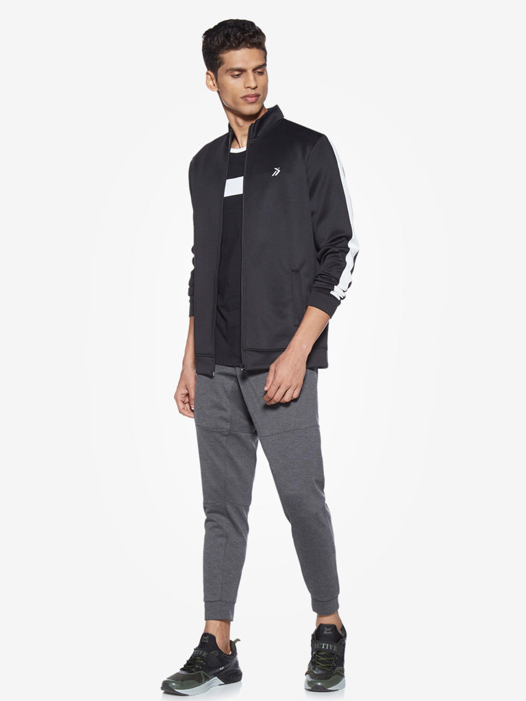 Studiofit Black Slim Fit Jacket | Black Slim Fit Jacket for Men Full View - Westside