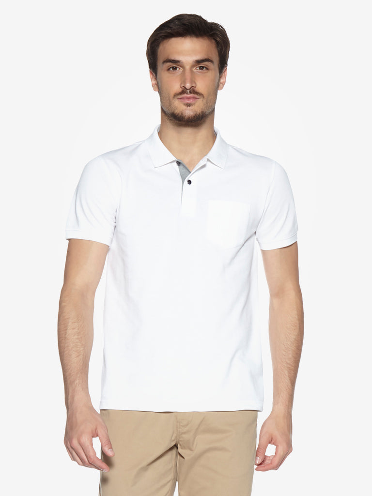 WES Casuals White Slim Fit Shirt | White Slim Fit Shirt | White Slim Fit Shirt for Men Front View - Westside
