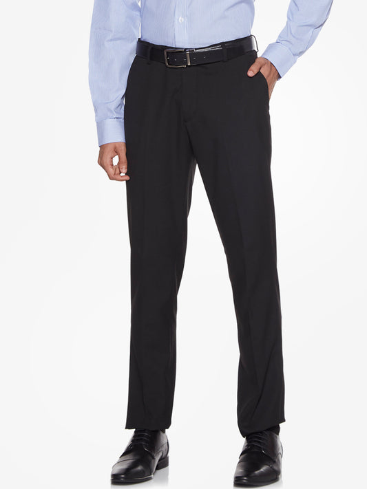 WES Formals Black Relaxed Fit Trousers - Westside