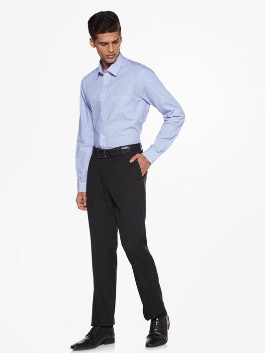 WES Formals Black Relaxed Fit Trousers Standing View