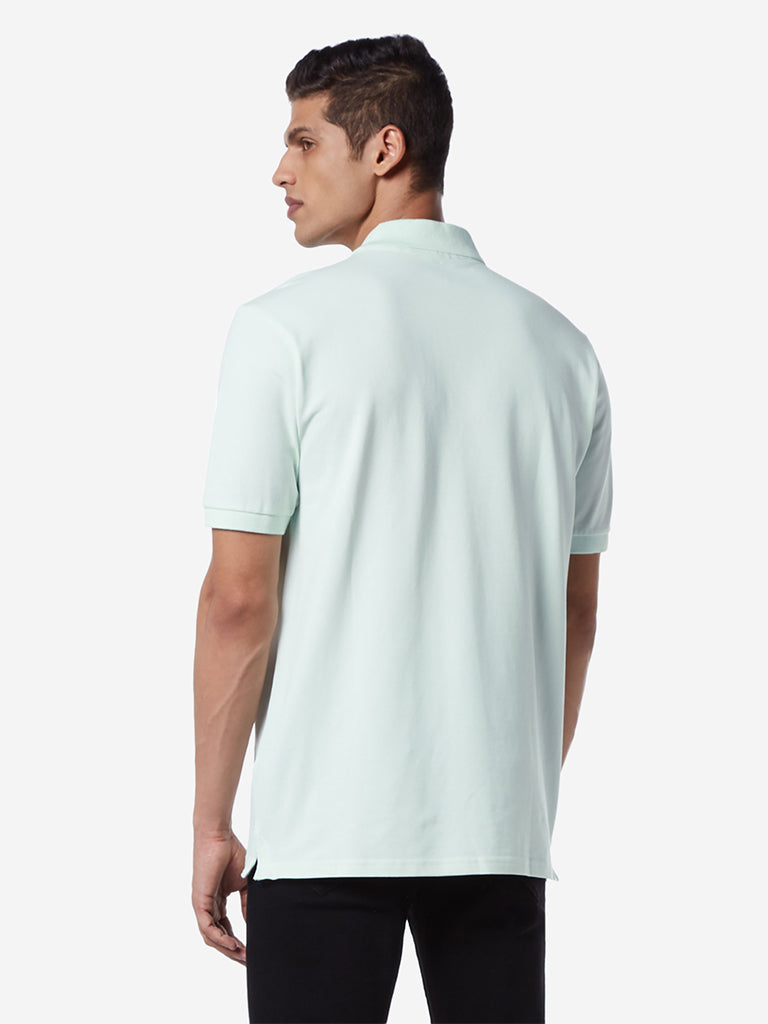 WES Casuals Mint Green Relaxed Fit Polo T-Shirt