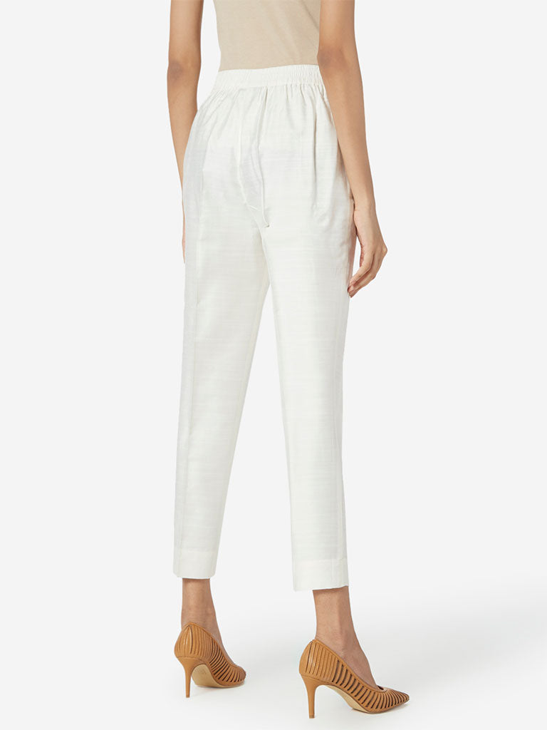 Zuba Off White Ethnic Pants | Off White Ethnic Pants for women back view - Westside