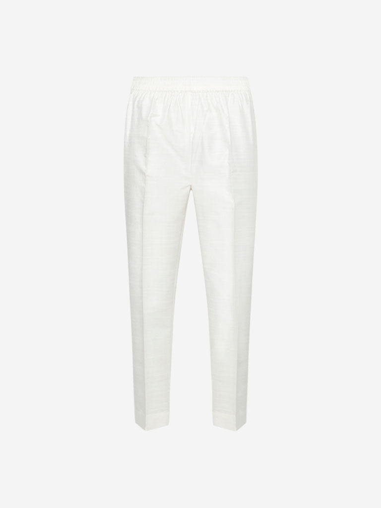 Zuba Off White Ethnic Pants | Off White Ethnic Pants for women full view - Westside
