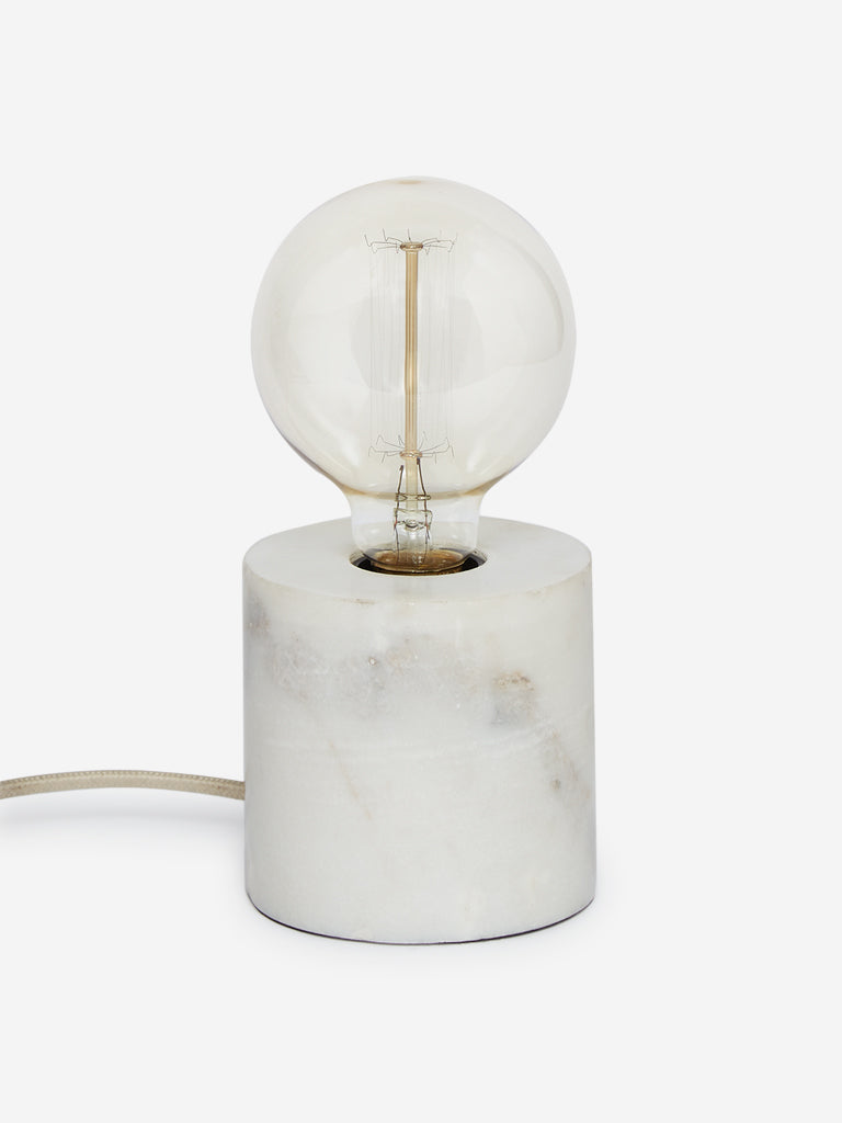 Westside Home White Marble Beverly Table Lamp With Filament Bulb