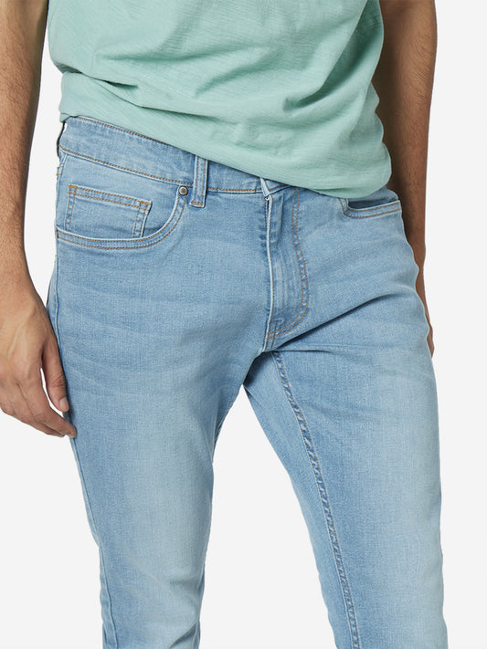 Nuon Light Blue Rocker Skinny Fit Nuo Flex Jeans | Light Blue Rocker Skinny Fit Nuo Flex Jeans | Light Blue Rocker Skinny Fit Nuo Flex Jeans for Men Close Up View - Westside