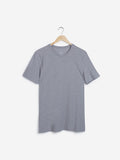 WES Casuals Light Grey Slim-Fit T-Shirt | Light Grey Slim-Fit T-Shirt | Light Grey Slim-Fit T-Shirt for Men Front View - Westside