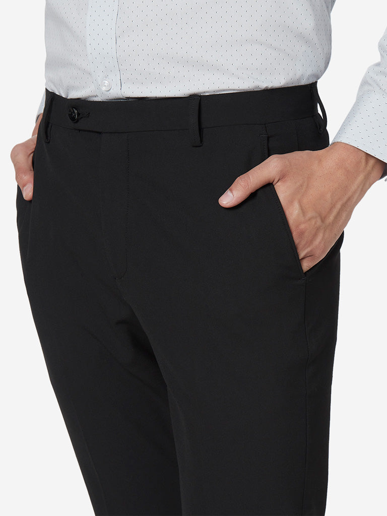 WES Formals Black Carrot Fit Trousers - Westside