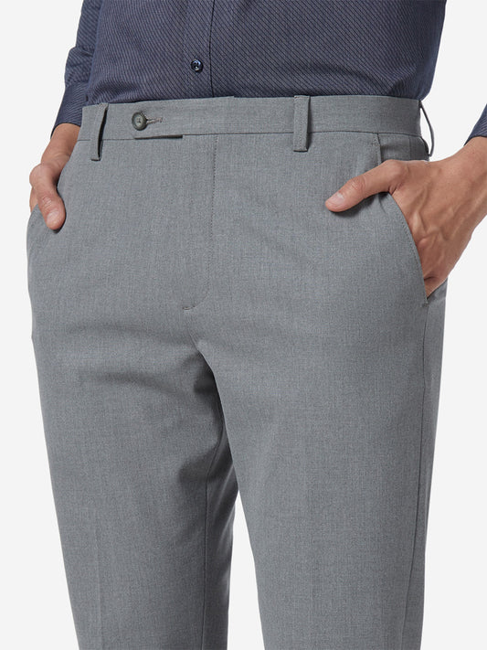 WES Formals Grey Carrot Fit Trousers - Westside