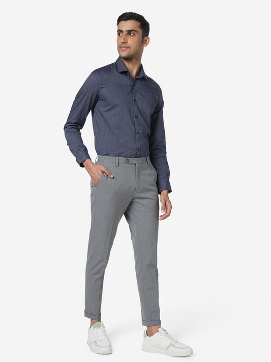  WES Formals Grey Carrot Fit Trousers Standing View
