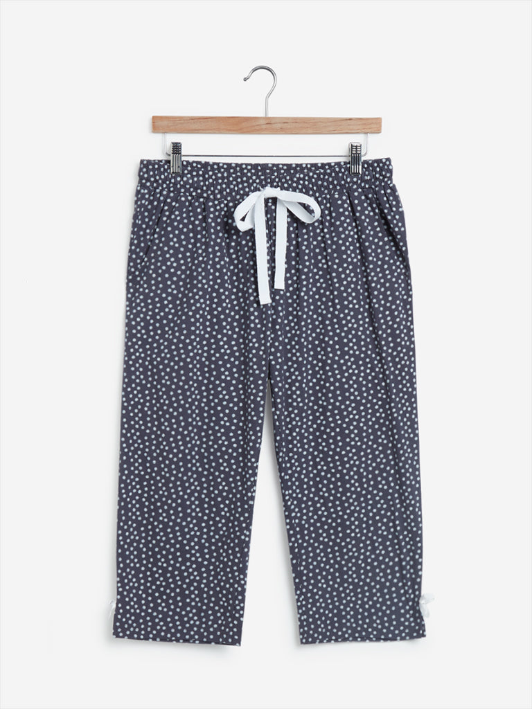 Wunderlove Navy Floral Print Capris