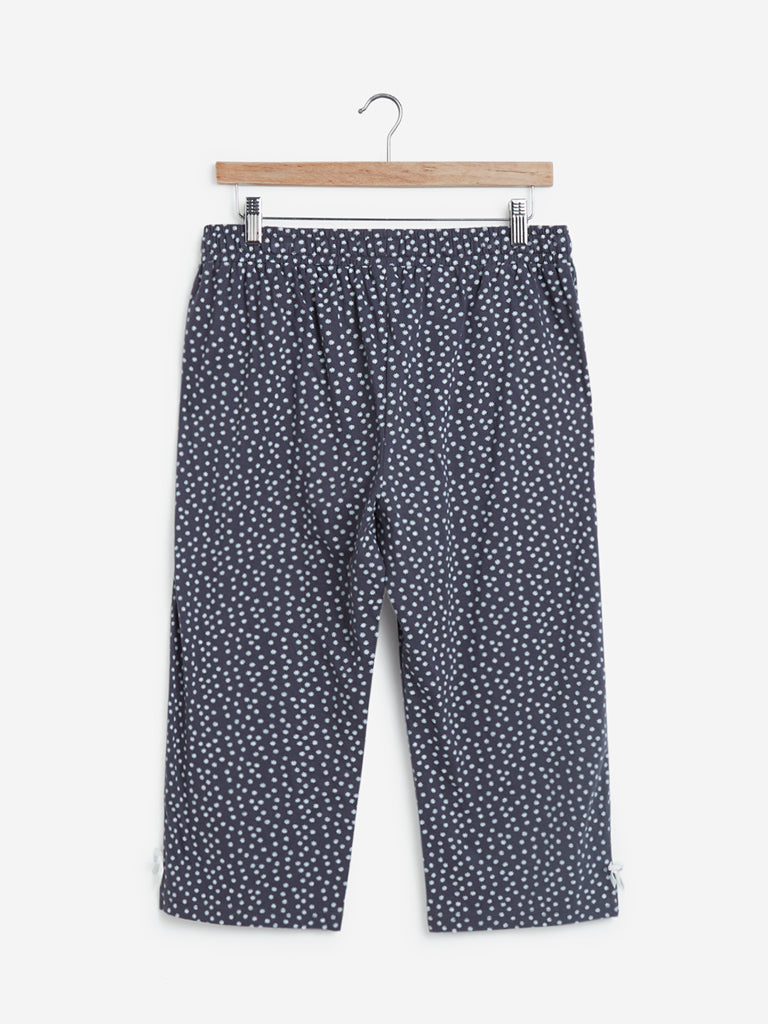 Wunderlove Navy Floral Print Capris