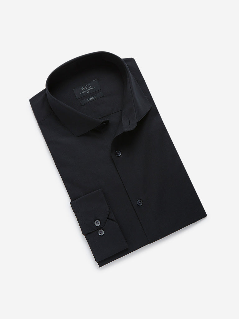 WES Formals Black Ultra-Slim Fit Shirt Product View