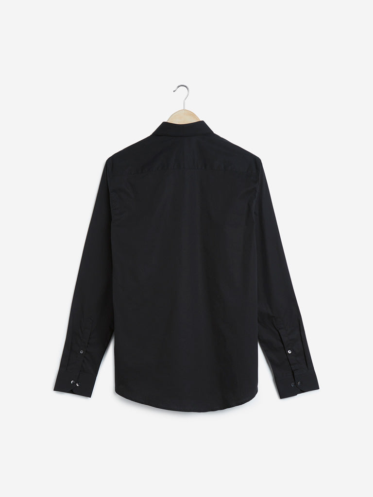 WES Formals Black Ultra-Slim Fit Shirt Back View